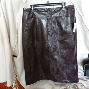 INC International Concepts Faux Leather Front Slit Skirt, 14